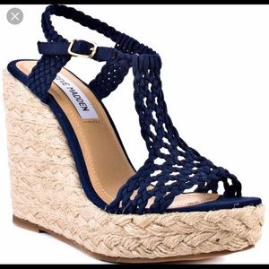 Steve Madden Navy Manngo Wedges